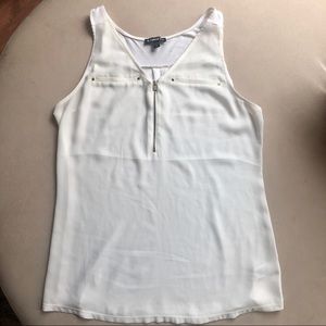 Express Sleeveless Zip Front Ivory Blouse Tank S